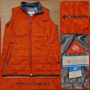 Columbia Omni Heat Women's Orange Puffer Full Zip Insulated Vest Size Medium